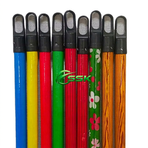 Wholesale 120cm Eco-friendly Durable Eucalypytus Wood PVC Coated Colored Plastic <b>Mop</b> Handle Hard Flagged Bristle Home Broom - Product Image 2