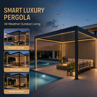 Pergola en aluminium imperméable, design écologique avec système de récupération des eaux de pluie pour jardin et espace extérieur agricole