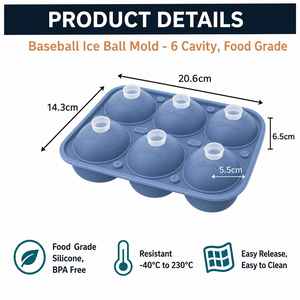 Moule à glaçons sphériques en silicone de qualité alimentaire avec logo personnalisé, 6 cavités, pour whisky, avec entonnoir et couvercle, démoulage facile, OEM ODM - Product Image 2