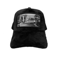 Casquette de camionneur noire édition limitée Suède, avec patch personnalisé sublimé, velours pelucheux, maille brodée, signature, cyclisme, plage
