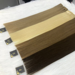 SHY Highest Grade Raw <b>Clip</b> <b>in</b> Raw <b>Hair</b> Double Drawn Full End <b>Seamless</b> <b>Clip</b> <b>in</b> <b>Hair</b> <b>Extensions</b> Silky Straight for White Women - Product Image 1