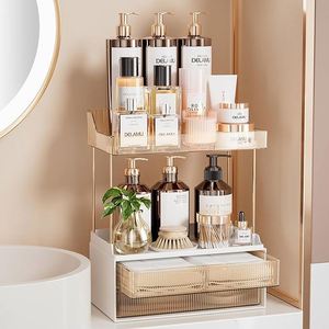 2-Tier 2-Drawer Bathroom Organizer Countertop, Multi-Purpose Makeup Organizer Countertop, Large Skincare Organizers - Product Image 4