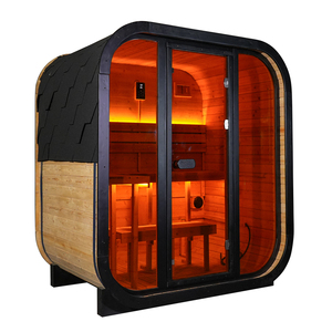 Modern Square Outdoor Carbonized Spruce Solid Wood Sauna <b>Room</b> for 3 People Wet Steam Eco-Friendly Commercial & Villa Use - Product Image 3