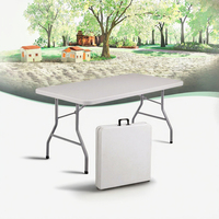Table pliante d'extérieur traditionnelle rectangulaire légère, résistante à l'eau, en métal et fer, pour la plage, le parc, les pique-niques, les événements et les repas