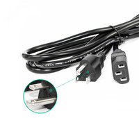 Câble d'alimentation américain homologué UL, prise à 3 broches, cordon électrique 3 broches USA, cordon d'alimentation IEC C13 US