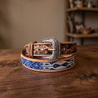 Ceinture carrée en cuir de vachette B.S INTERNATIONAL avec boucle à ardillon, largeur 3,8 cm, longueur 138 cm, écologique, imperméable, design vintage 3D robuste