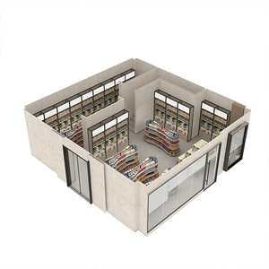Estante de exhibición envolvente de esquina de arco de madera de acero resistente personalizable para estantes de aperitivos y librerías - Product Image 3