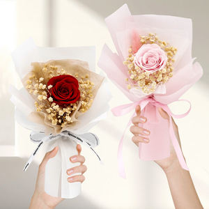 Cadeau de la Saint-Valentin pour petite amie : Coffret de roses en fleurs naturelles, Souvenir pour une vie éternelle, Bouquet de fleurs séchées - Product Image 5