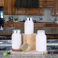 Bouteille en verre de luxe personnalisée de qualité alimentaire blanche haut de gamme avec bouchon à vis sérigraphié 375 ml pour médicaments comprimés compléments alimentaires