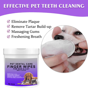 Almohadillas dentales para <span class=keywords><strong>limpieza</strong></span> de las encías de los dedos para <span class=keywords><strong>perros</strong></span> y gatos, eliminación de placa de sarro, mal aliento, sabor a menta - Product Image 3