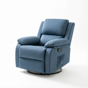 Modern Gray <b>Fabric</b> Electric <b>Recliner</b> <b>Chair</b> Metal Remote Control Massage -Extendable Removable Cover Padded Armrests Dual Side - Product Image 1