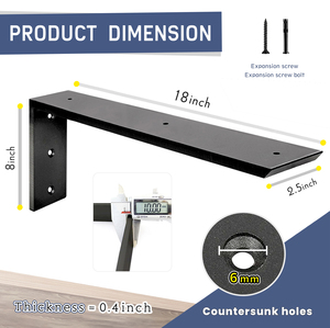 Giá Thấp Nhiệm Vụ Nặng Nề Sắt Công Nghiệp Màu Đen Float Kệ Khung Phần Cứng Kim Loại Hỗ Trợ Hidden L Chân Đế Cho Kệ - Product Image 6
