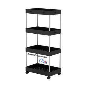 Kitchen rotating shelf multi-layer storage rack with wheel trolley Clamping shelf
