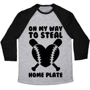 Camiseta de béisbol unisex de mezcla triple On My Way to Steal Home Plate - Product Image 4