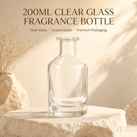 Bouteille en verre ronde transparente de 200 ml - Diffuseur d'arômes grande capacité pour huiles essentielles, parfums et décoration intérieure