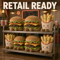 Jouets en peluche personnalisés Hamburger et Frites, OEM ODM, Coussin en peluche, Vente en gros, Cadeau