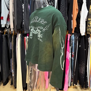 Custom Clothing Dtg Print Streetwear High Quality <b>Waffle</b> Knit Long Sleeve <b>Shirts</b> Green Sun Faded <b>Waffle</b> Knit Long Sleeve for Men - Product Image 4