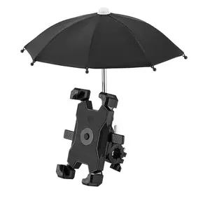 Suporte inteligente de celular para bicicleta, suporte de telefone móvel de 360 graus de rotação, um trava de chave, com guarda-chuva, ciclismo