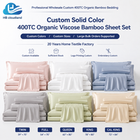 Juego de Sábanas de Bambú Viscosa Orgánica Sostenible Cloudland, con Certificación OEKO-TEX Standard 100 y BSCI, 400 Hilos, Absorbentes de Humedad