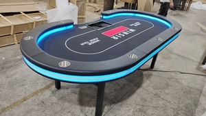 Table de <span class=keywords><strong>poker</strong></span> ovale de haute qualité avec pieds pliables de 2,4 m, pour 10 joueurs, avec éclairage LED, boîte de rangement, style moderne, pour le baccarat et autres jeux, en métal - Product Image 5