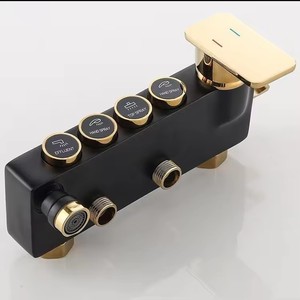 Ensemble de douche de luxe noir mat <span class=keywords><strong>et</strong></span> or en laiton massif, avec pommeau de pluie à touches de <span class=keywords><strong>piano</strong></span> <span class=keywords><strong>et</strong></span> douchette à main, Juegos De Bano - Product Image 6