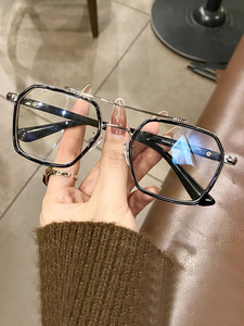 <span class=keywords><strong>Gafas</strong></span> Ópticas Retro con Montura Grande y Espejo Plano, Protección Contra Luz Azul, Montura <span class=keywords><strong>de</strong></span> <span class=keywords><strong>Gafas</strong></span> con Acabado Moderno - Product Image 3