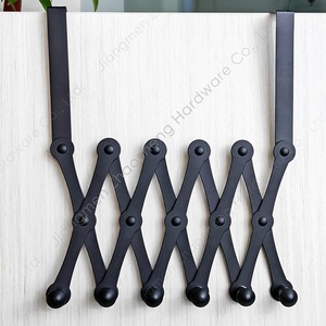 Over Door Coat <b>Hooks</b> Expandable <b>Black</b> Metal Retractable Storage Rack For Bedroom Closet Organization - Product Image 2