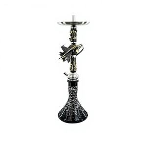 Modern Stainless Steel <b>Hookah</b> Lacquer Finish Shisha <b>Pipe</b> Mirror Craft Black Gold Gift Set for Bar Travel - Product Image 1