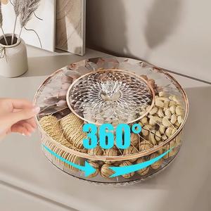 Japon tarzı ışık lüks kristal meyve tabağı oturma odası kahve sehpası dönen şeker kutusu kurutulmuş meyve kutusu atıştırma tabağı depolama - Product Image 3
