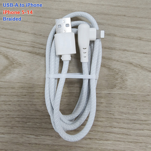 Cable USB A a Lightning en Ángulo Recto, en Forma de L para Uso en Coche y Mesita de Noche, Trenzado Blanco, Compatible con <span class=keywords><strong>iPhone</strong></span> 5-14 - Product Image 2