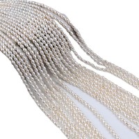 Perles d'eau douce naturelles en forme de riz 3-4mm blanches et vertes, brin semi-finie pour la fabrication de bijoux et de colliers, vente en gros