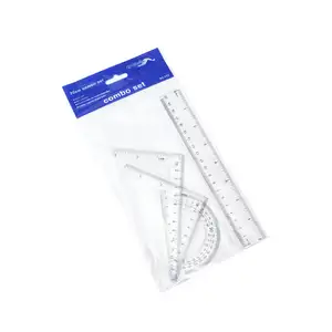 have stock 4 pieces geometry set protractor,ruler,set square