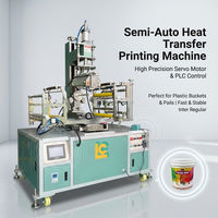 Machine de transfert de chaleur industrielle pour seaux et bacs en plastique ronds, semi-automatique avec système de contrôle PLC et servomoteur