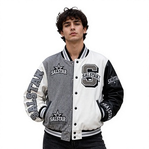 Men’s Custom Varsity Letterman <b>Jacket</b> Wool Body Leather Sleeves College <b>Baseball</b> <b>Bomber</b> <b>Jacket</b> OEM Custom Apparel - Product Image 1