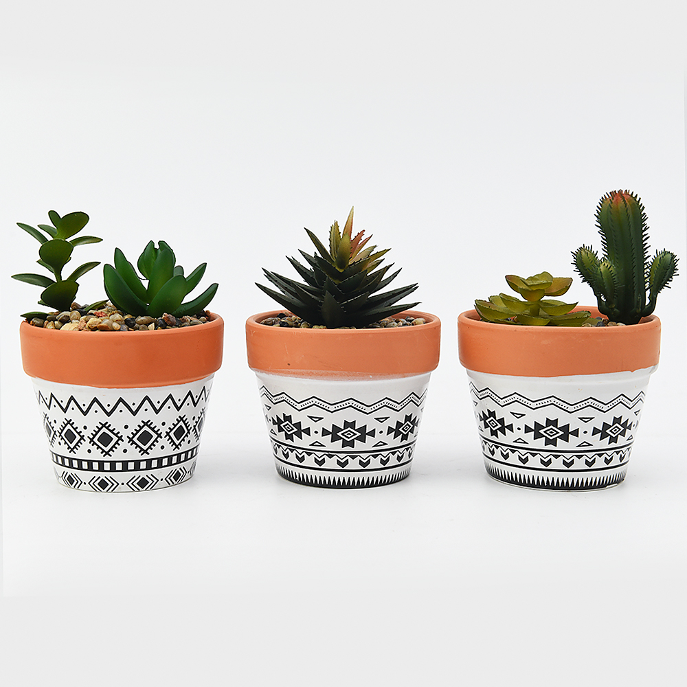 Cheap Wholesale Tabletop Artificial flower Succulent Plants with Ceramic Pot