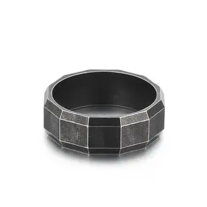 KALEN Mens Punk Stainless Steel Black Plated Minimalist Jewelry Rings