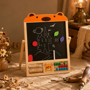 Lavagna Magnetica Multifunzionale in Legno per <span class=keywords><strong>Disegno</strong></span> e Scrittura, Telaio Educativo per Abaco, Lavagna per Calcoli, Giocattolo Didattico per Bambini - Product Image 2