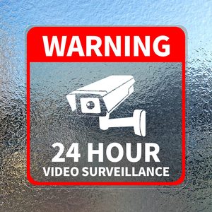 Autocollant de sécurité de surveillance vidéo 24h/24, autocollant de fenêtre en vinyle, panneau de sécurité auto-adhésif, forme rectangulaire, finition brillante - Product Image 1