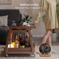 Mesa Auxiliar Moderna de Madera Maciza con Ruedas, Carrito Móvil para Sofá, Mesa Auxiliar con Ruedas, Carrito para el Lado de la Cama, Mueble Auxiliar para Sala de Estar, Almacenamiento