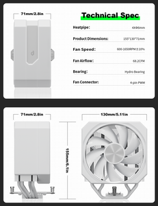 UpHere Dissipateur CPU 4 Tubes de Chaleur <span class=keywords><strong>Ventilateur</strong></span> ARGB Silencieux Compatible LGA1700 AM5 - Product Image 5