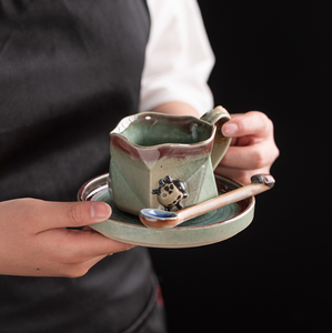 Taza de café con leche retro única con efecto de transmutación, taza de espresso 3D con diseño de mariquita, juego de taza de té con cuchara y platillo de mariquita caprichosa para regalo. - Product Image 4