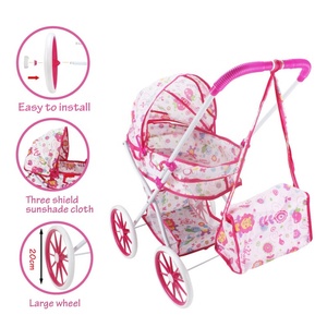 Samtoycn Giocattolo Fai-da-Te per Bambine, Passeggino <span class=keywords><strong>Rosa</strong></span> da Principessa con Cestino Portaoggetti e Borsa - Product Image 2