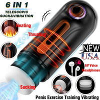 Automatisches Masturbationsgerät für Männer mit Teleskop-, Rotations-, Saug-, Heiz- und Vibrationsfunktion, Weiche Taschenmuschi, Flugzeugbecher, Erwachsenen-Sexspielzeug