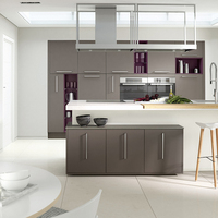 Meubles de cuisine modulaires modernes avec panneaux mélaminés, aggloméré/contreplaqué/MDF, écologiques, pour appartement, comprenant charnières et robinet