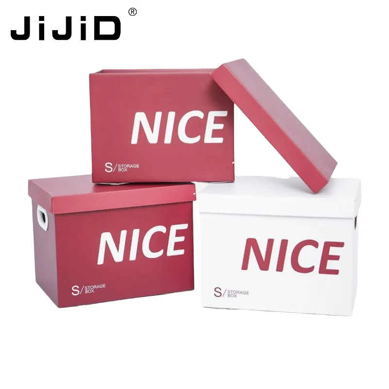 JiJiD Personalized Empty Archive Storage Box Brown Kraft Paper Document Packaging Box Carton