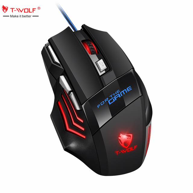 T-WOLF M1 Wired Gaming Optical Mouse 7D Rgb Backlit Glowing Computer Mouse 3200 DPI Ergonomic Gaming Computer Mouse for Desktop