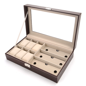 बॉक्स देखने के लिए लक्जरी डिजाइनर बॉक्स 6 स्लॉट घड़ी + 3 स्लॉट ग्रे इंटीरियर फ्लैट - Product Image 5