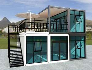 faltbares haus vorgefertigter container winziges haus glas mobile häuser 2 schlafzimmer container haus - Product Image 3