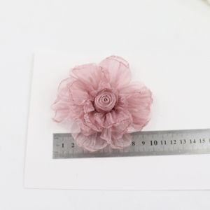 Mão-Burned DIY Broche Wrinkled Organza Gauze Rose Flowers Hair Bags Artesanato Acessórios para cocar e roupas - Product Image 6