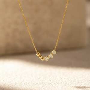 Collier avec pendentif cœur en or, en acier inoxydable, résistant à la corrosion, imperméable, tendance sur <span class=keywords><strong>TikTok</strong></span>, de la marque Fanhua Jewelry - Product Image 3
